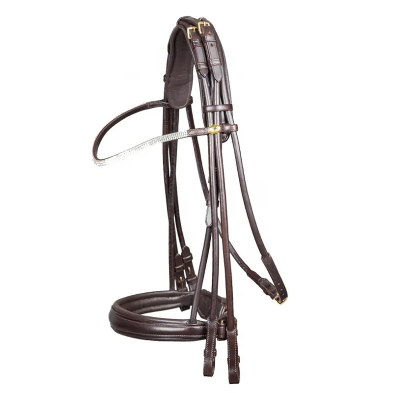 Schockemohle Helsinki Rolled Leather Double Bridle - Brown 